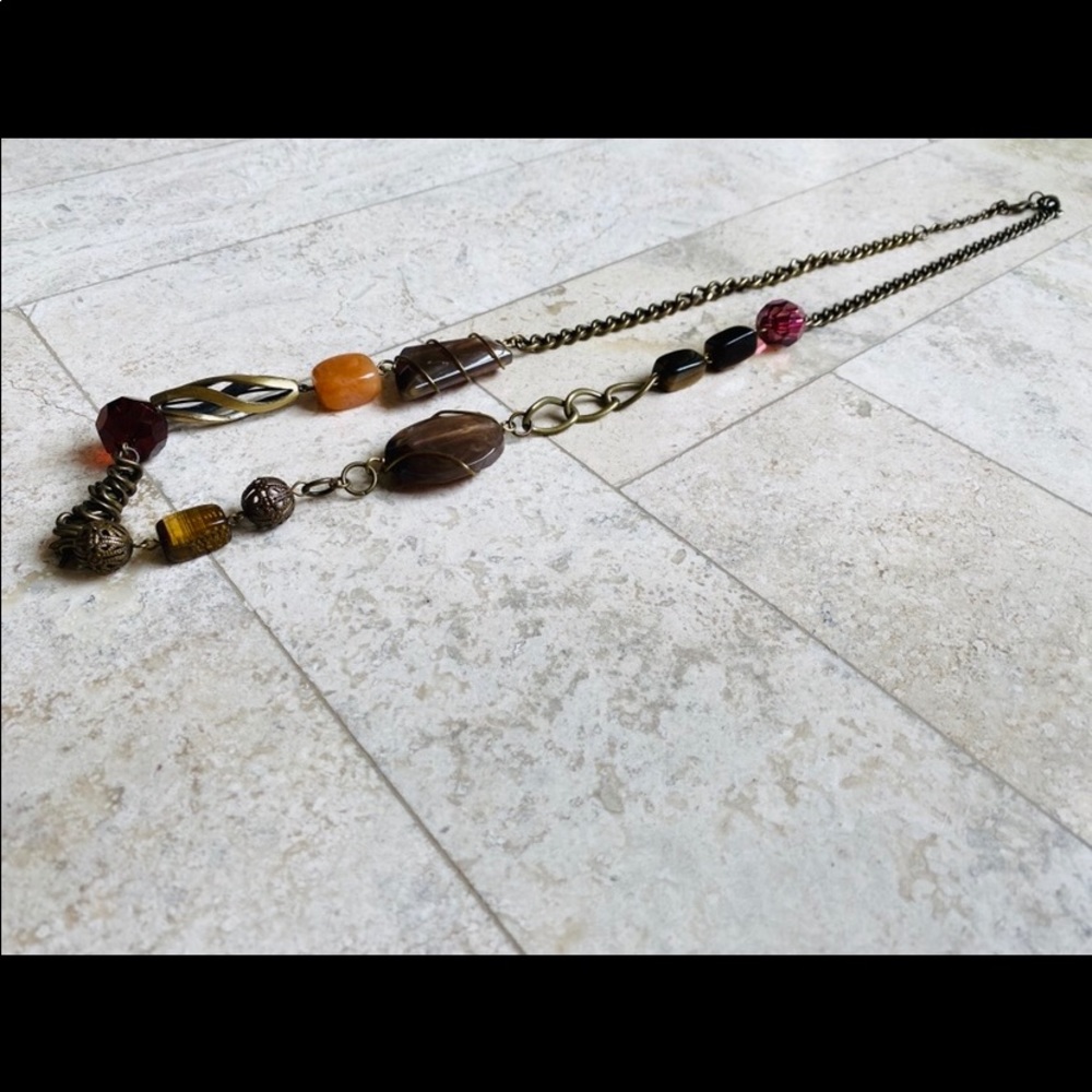 Wire rapped plastic bead necklace - Picture 3 of 3